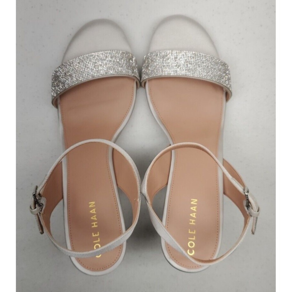 Cole Haan Josie Wedge Heel Sandals Crystal Gray Satin W30331 Women's Sz 8.5B NEW - Picture 6 of 11